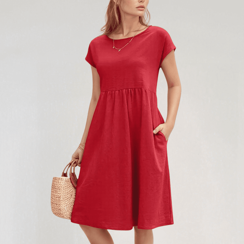 Mara Pocketed Summer Dress – Casual A-Line Knee-Length Sundress