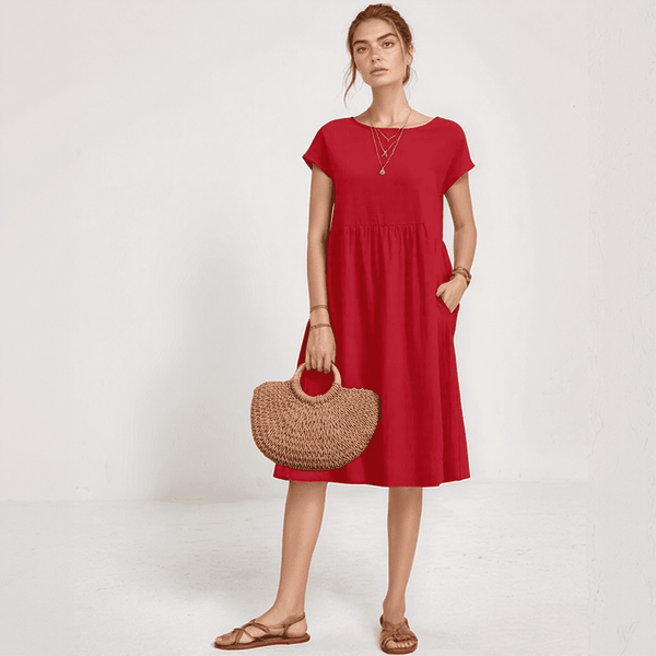 Mara Pocketed Summer Dress – Casual A-Line Knee-Length Sundress