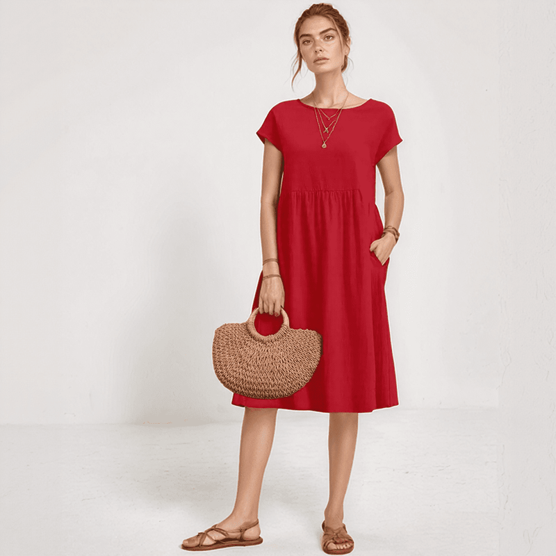 Mara Pocketed Summer Dress – Casual A-Line Knee-Length Sundress